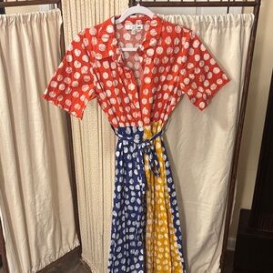 BUSAYO Wrap Colorful Polka Dot Maxi Dress